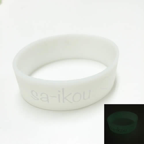 オリジナルシリコンバンドが激安!オリジナルシリコンバンド.com 25mm蓄光シルク印刷オリジナルシリコンバンド